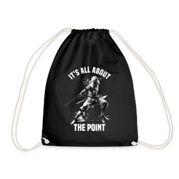 Fencer Sport Design Mask On Game On Combat Fencing - Drawstring Bag - black - Front