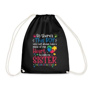 Autism Awareness Day Autistic Gift - Drawstring Bag - black - Front