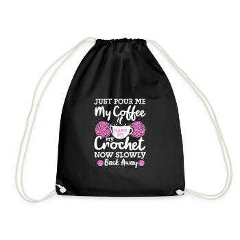 Crochet Knitting Sewing Seamstress Gift - Drawstring Bag - black - Front