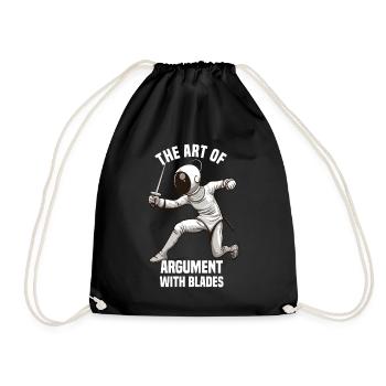 Fencer Sport Design Mask On Game On Combat Fencing - Drawstring Bag - black - Front