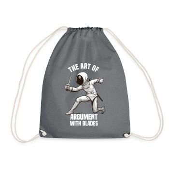 Fencer Sport Design Mask On Game On Combat Fencing - Drawstring Bag - grey - Front