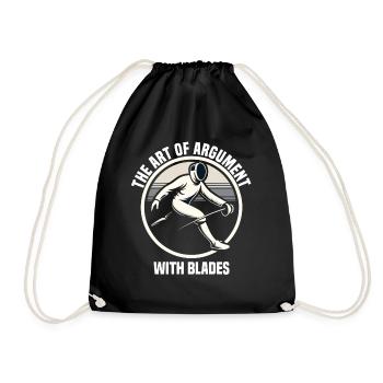 Fencer Sport Design Mask On Game On Combat Fencing - Drawstring Bag - black - Front