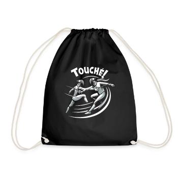 Fencer Sport Design Mask On Game On Combat Fencing - Drawstring Bag - black - Front