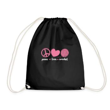 Crochet Knitting Sewing Seamstress Gift - Drawstring Bag - black - Front