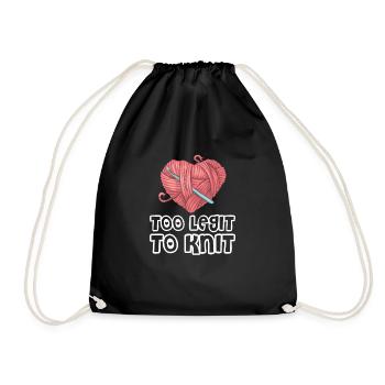 Crochet Knitting Sewing Seamstress Gift - Drawstring Bag - black - Front