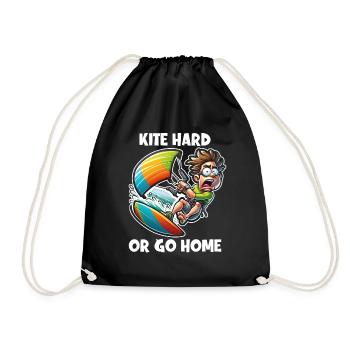Kitesurfing Kite hard or go home - Drawstring Bag - black - Front