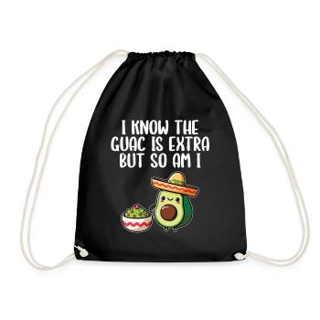 Avocado Guacamole Vegan Gift - Drawstring Bag - black - Front