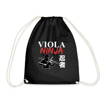 Bratsche Viola Bratschist Ninja Lustig - Turnbeutel - Schwarz - Vorne