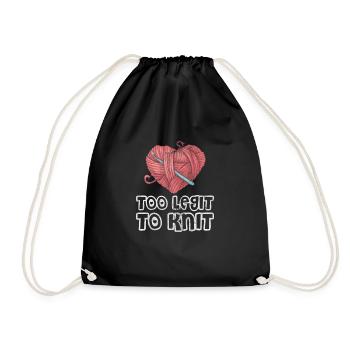 Crochet Knitting - Drawstring Bag - black - Front