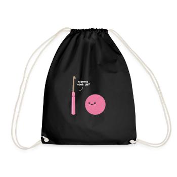 Crochet Knitting Sewing Seamstress Gift - Drawstring Bag - black - Front