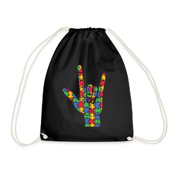 Journée de sensibilisation à l’autisme Cadeau autiste - Sac de sport léger - noir - Devant