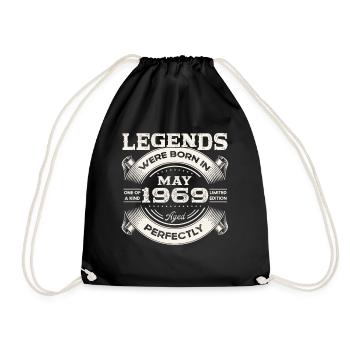 Date de naissance 1969 Mai 1969 Millésime 1969 Légende 69 - Sac de sport léger - noir - Devant