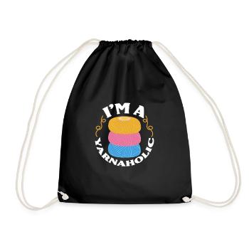 Crochet Knitting Sewing Seamstress Gift - Drawstring Bag - black - Front