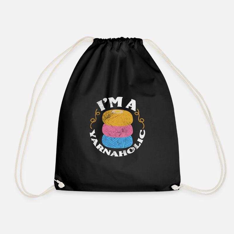 Crochet Knitting - Drawstring Bag - black