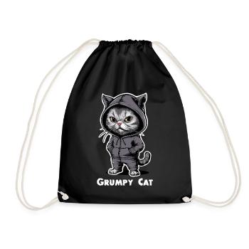Annoying Evil Cat - Drawstring Bag - black - Front