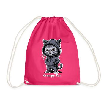 Annoying Evil Cat - Drawstring Bag - fuchsia - Front