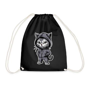 Angry Angry Cat - Drawstring Bag - black - Front