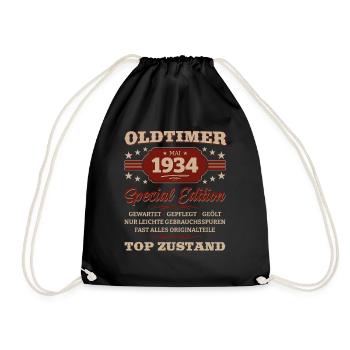 Oldtimer Mai 1934 Jahrgang 1934 Geburtstag 1934 - Turnbeutel - Schwarz - Vorne
