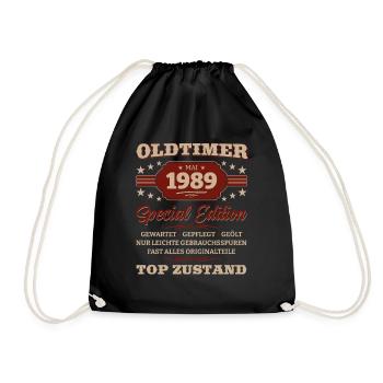 Oldtimer Mai 1989 Jahrgang 1989 Geburtstag 1989 - Turnbeutel - Schwarz - Vorne