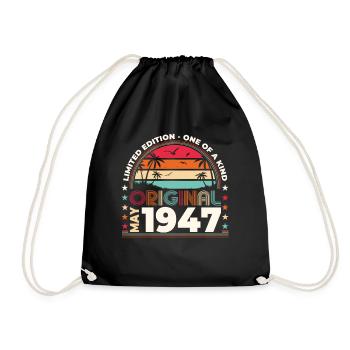 Mai 1947 Jahrgang 1947 Geburtstag 1947 Legende 77 - Turnbeutel - Schwarz - Vorne