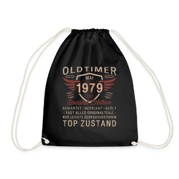 Oldtimer Mai 1979 Jahrgang 1979 Geburtstag 1979 - Turnbeutel - Schwarz - Vorne