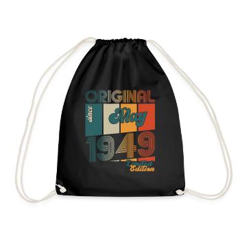 Original Mai 1949 Jahrgang 1949 Geburtstag 1949 - Turnbeutel - Schwarz - Vorne