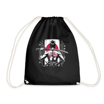 Samurai Ronin Sword Fighting Warrior Gift - Drawstring Bag - black - Front