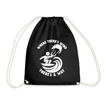 Kitesurfing Where there's wind there's a way - Drawstring Bag - black - Front