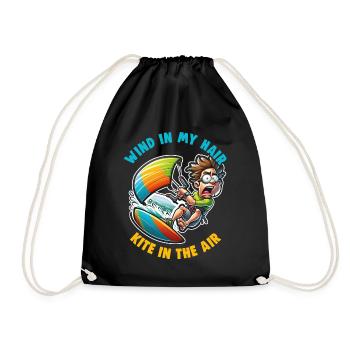 Kitesurfing Wind in my hair kite in the air - Drawstring Bag - black - Front