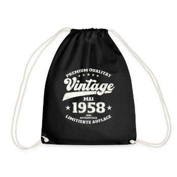 Vintage Mai 1958 Jahrgang 1958 Geburtstag 1958 - Turnbeutel - Schwarz - Vorne