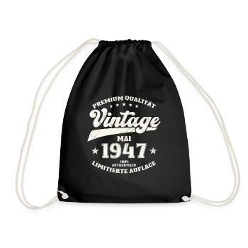 Vintage Mai 1947 Jahrgang 1947 Geburtstag 1947 - Turnbeutel - Schwarz - Vorne