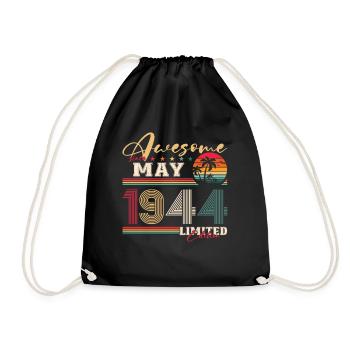 Awesome May 1944 Vintage 1944 Birthday 1944 - Drawstring Bag - black - Front