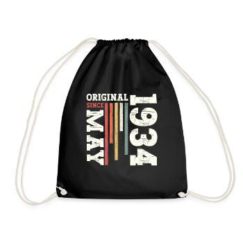 Original Mai 1934 Jahrgang 1934 Geburtstag 1934 - Turnbeutel - Schwarz - Vorne