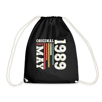 Original May 1989 Vintage 1989 Birthday 1989 - Drawstring Bag - black - Front