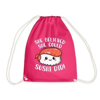 Sushi Essen Japan Nigiri Geschenk - Turnbeutel - Fuchsia - Vorne