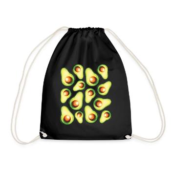 Avocado Guacamole Vegan Gift - Drawstring Bag - black - Front