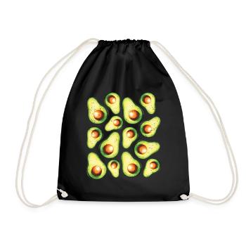 Avocado Guacamole Vegan Gift - Drawstring Bag - black - Front
