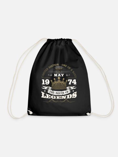 Original May 1974 Vintage 1974 Birthday 1974 - Drawstring Bag - black