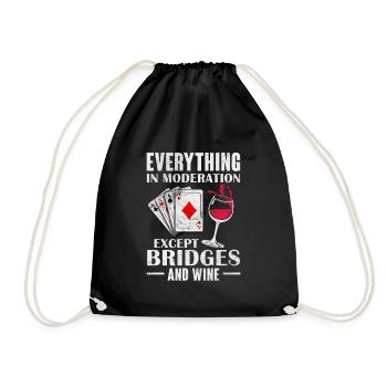 Bridge Card Game Casino Card Game Gift - Drawstring Bag - black - Front