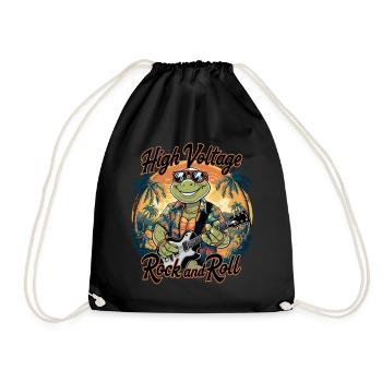 Funny Shield Peak with Guitar Rock and Roll - Drawstring Bag - black - Front