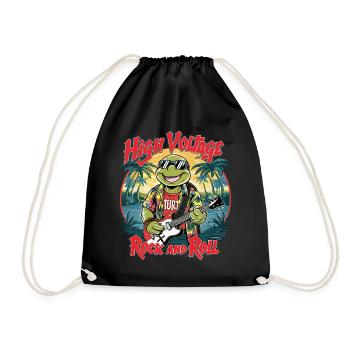 Funny Shield Peak with Guitar Rock and Roll - Drawstring Bag - black - Front