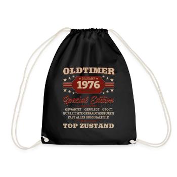 Oldtimer 1976 Jahrgang 1976 Geburtstag 1976 - Turnbeutel - Schwarz - Vorne