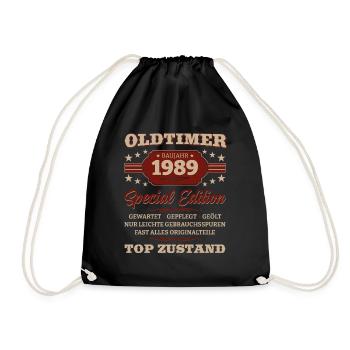 Oldtimer 1989 Jahrgang 1989 Geburtstag 1989 - Turnbeutel - Schwarz - Vorne