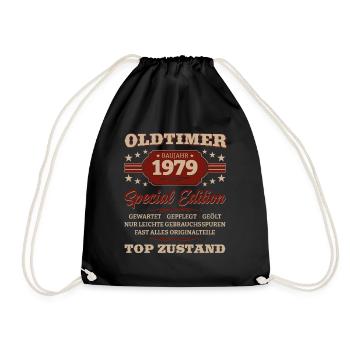 Oldtimer 1979 Jahrgang 1979 Geburtstag 1979 - Turnbeutel - Schwarz - Vorne