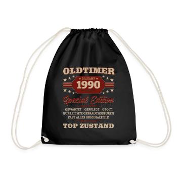 Oldtimer 1990 Jahrgang 1990 Geburtstag 1990 - Turnbeutel - Schwarz - Vorne