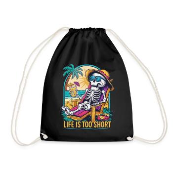 Funny skeleton with saying for the holiday - Drawstring Bag - black - Front