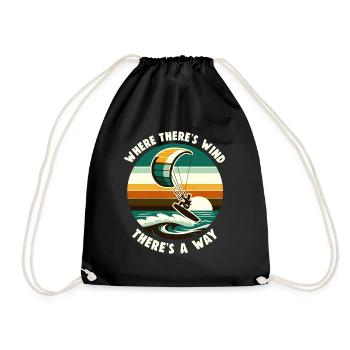 Kitesurfing Ride with the wind Kitesurfer - Drawstring Bag - black - Front