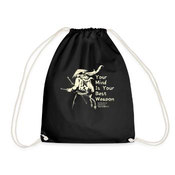Samurai Ronin Sword Fighting Warrior Gift - Drawstring Bag - black - Front