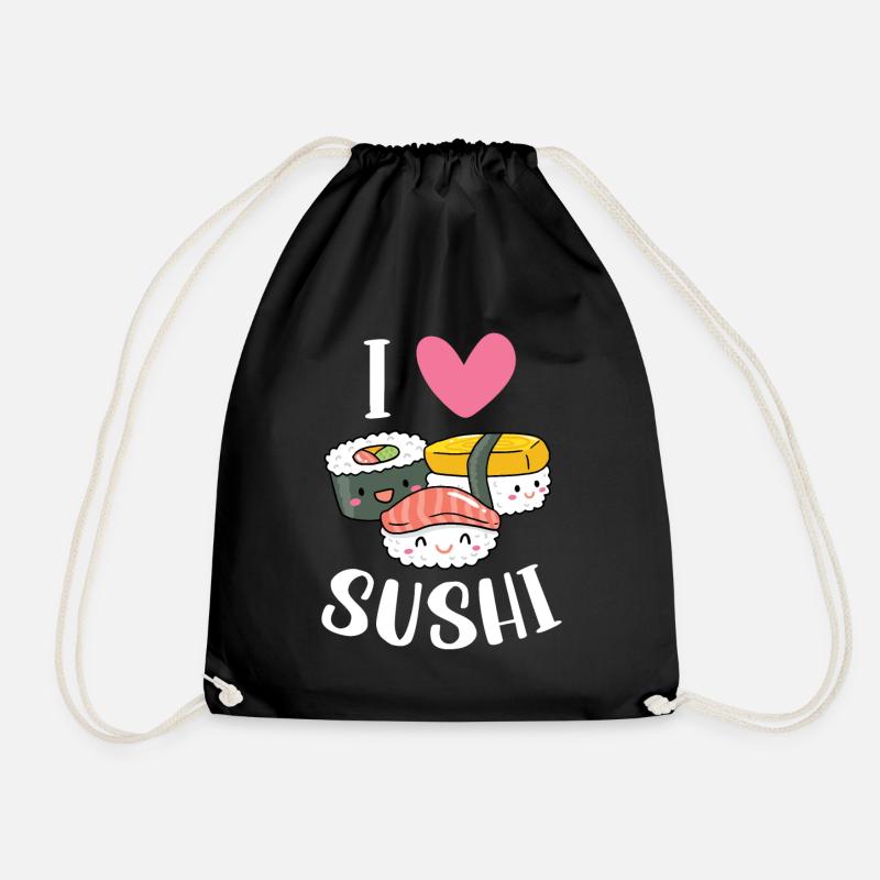 Sushi Food Japan Nigiri Gift - Drawstring Bag - black