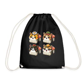 Sushi Food Japan Nigiri Gift - Drawstring Bag - black - Front